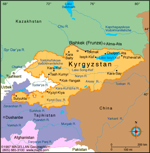 kirghizistan regions carte